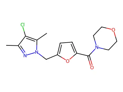 [5-[(4-chloro-3,5-dimethylpyrazol-1-yl)methyl]furan-2-yl]-morpholin-4-ylmethanone structure