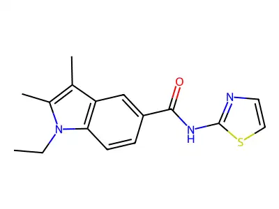 1-ethyl-2,3-dimethyl-N-(1,3-thiazol-2-yl)indole-5-carboxamide structure