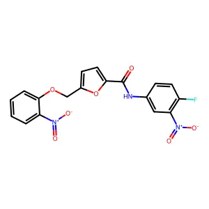 N-(4-fluoro-3-nitrophenyl)-5-[(2-nitrophenoxy)methyl]furan-2-carboxamide structure