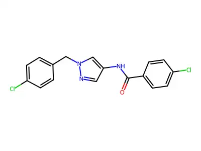 4-chloro-N-[1-[(4-chlorophenyl)methyl]pyrazol-4-yl]benzamide structure