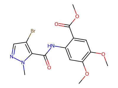 methyl 2-{[(4-bromo-1-methyl-1H-pyrazol-5-yl)carbonyl]amino}-4,5-dimethoxybenzoate structure