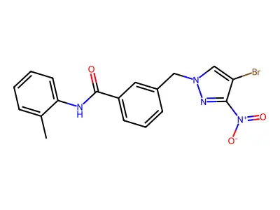3-[(4-bromo-3-nitropyrazol-1-yl)methyl]-N-(2-methylphenyl)benzamide structure