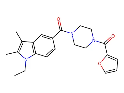 (1-Ethyl-2,3-dimethylindol-5-yl)-[4-(furan-2-carbonyl)piperazin-1-yl]methanone structure