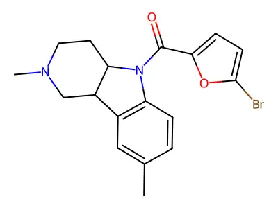 2,8-dimethylpiperidino[4,3-b]indolin-5-yl 5-bromo(2-furyl) ketone structure