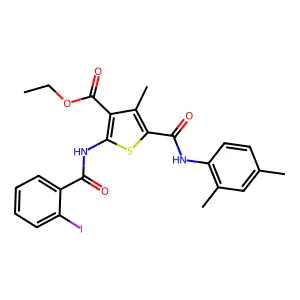 ethyl 5-[(2,4-dimethylanilino)carbonyl]-2-[(2-iodobenzoyl)amino]-4-methyl-3-thiophenecarboxylate structure