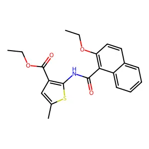 Ethyl 2-[(2-ethoxynaphthalene-1-carbonyl)amino]-5-methylthiophene-3-carboxylate structure