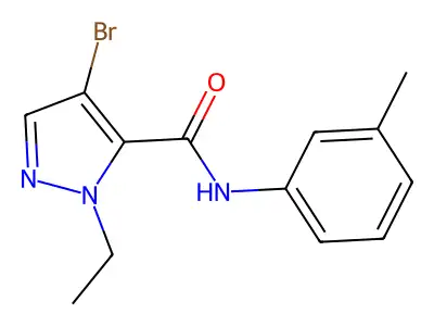 4-bromo-2-ethyl-N-(3-methylphenyl)pyrazole-3-carboxamide structure