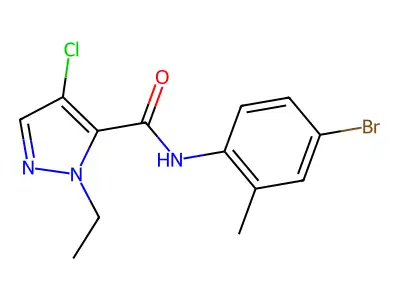 N-(4-bromo-2-methylphenyl)-4-chloro-2-ethylpyrazole-3-carboxamide structure