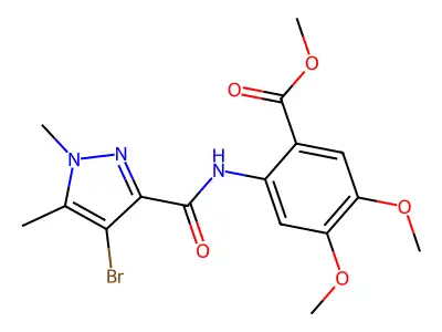 methyl 2-{[(4-bromo-1,5-dimethyl-1H-pyrazol-3-yl)carbonyl]amino}-4,5-dimethoxybenzoate structure