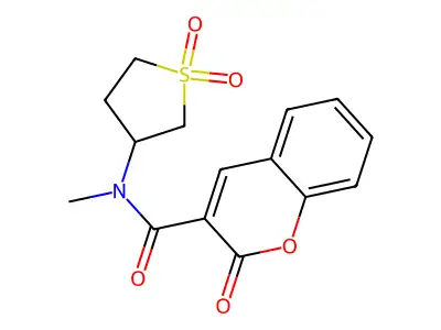 N-(1,1-dioxidotetrahydrothiophen-3-yl)-N-methyl-2-oxo-2H-chromene-3-carboxamide structure