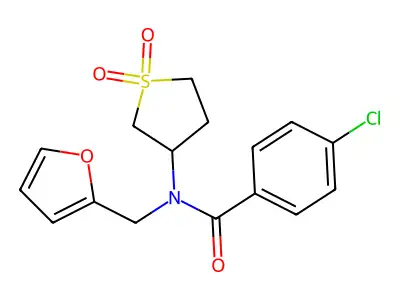 4-chloro-N-(1,1-dioxidotetrahydrothiophen-3-yl)-N-(furan-2-ylmethyl)benzamide structure