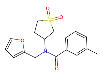 N-(1,1-dioxidotetrahydrothien-3-yl)-N-(2-furylmethyl)-3-methylbenzamide structure