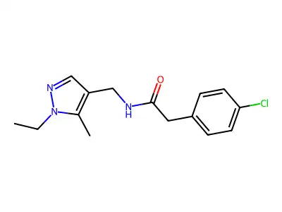 2-(4-chlorophenyl)-N-[(1-ethyl-5-methylpyrazol-4-yl)methyl]acetamide structure