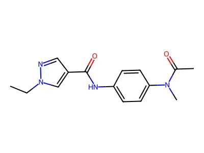N-{4-[acetyl(methyl)amino]phenyl}-1-ethyl-1H-pyrazole-4-carboxamide structure