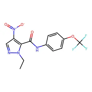 1-ethyl-4-nitro-N-[4-(trifluoromethoxy)phenyl]-1H-pyrazole-5-carboxamide structure