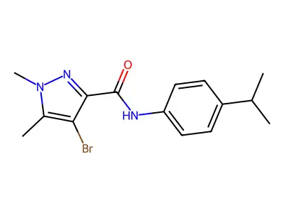 4-bromo-1,5-dimethyl-N-(4-propan-2-ylphenyl)pyrazole-3-carboxamide structure