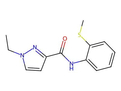 1-ethyl-N-[2-(methylsulfanyl)phenyl]-1H-pyrazole-3-carboxamide structure