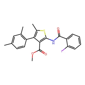 methyl 4-(2,4-dimethylphenyl)-2-[(2-iodobenzoyl)amino]-5-methyl-3-thiophenecarboxylate structure