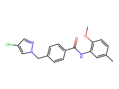 4-[(4-chloropyrazol-1-yl)methyl]-N-(2-methoxy-5-methylphenyl)benzamide structure