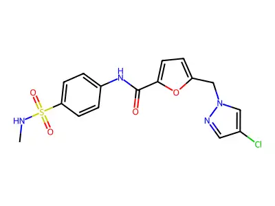 5-[(4-chloropyrazol-1-yl)methyl]-N-[4-(methylsulfamoyl)phenyl]furan-2-carboxamide structure
