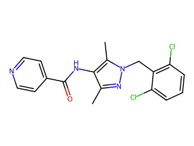 N-[1-(2,6-dichlorobenzyl)-3,5-dimethyl-1H-pyrazol-4-yl]isonicotinamide structure