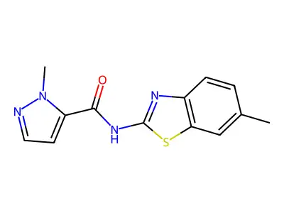 1-methyl-N-(6-methylbenzo[d]thiazol-2-yl)-1H-pyrazole-5-carboxamide structure