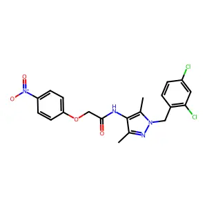 N-[1-(2,4-dichlorobenzyl)-3,5-dimethyl-1H-pyrazol-4-yl]-2-(4-nitrophenoxy)acetamide structure