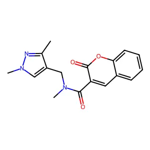 N-[(1,3-dimethyl-1H-pyrazol-4-yl)methyl]-N-methyl-2-oxo-2H-chromene-3-carboxamide structure