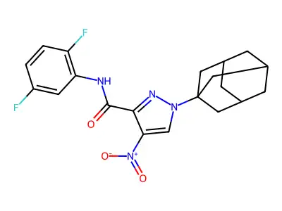 1-(1-adamantyl)-N-(2,5-difluorophenyl)-4-nitropyrazole-3-carboxamide structure