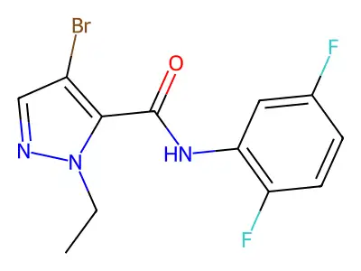 4-bromo-N-(2,5-difluorophenyl)-2-ethylpyrazole-3-carboxamide structure