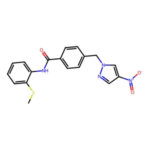 N-(2-methylsulfanylphenyl)-4-[(4-nitropyrazol-1-yl)methyl]benzamide structure