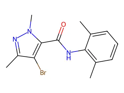 4-bromo-N-(2,6-dimethylphenyl)-2,5-dimethylpyrazole-3-carboxamide structure