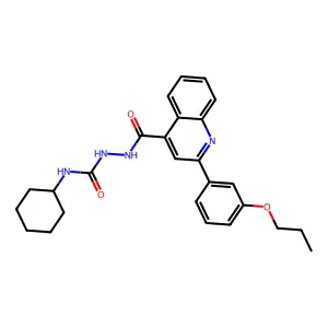 1-Cyclohexyl-3-[[2-(3-propoxyphenyl)quinoline-4-carbonyl]amino]urea structure
