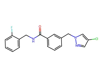 3-[(4-chloropyrazol-1-yl)methyl]-N-[(2-fluorophenyl)methyl]benzamide structure