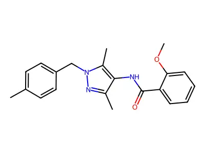 N-[3,5-dimethyl-1-[(4-methylphenyl)methyl]pyrazol-4-yl]-2-methoxybenzamide structure
