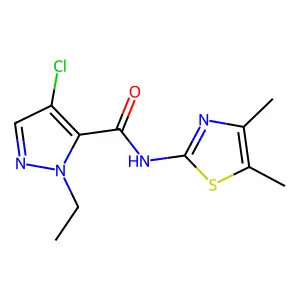 4-chloro-N-(4,5-dimethyl-1,3-thiazol-2-yl)-1-ethyl-1H-pyrazole-5-carboxamide structure