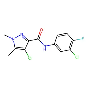 4-chloro-N-(3-chloro-4-fluorophenyl)-1,5-dimethylpyrazole-3-carboxamide structure