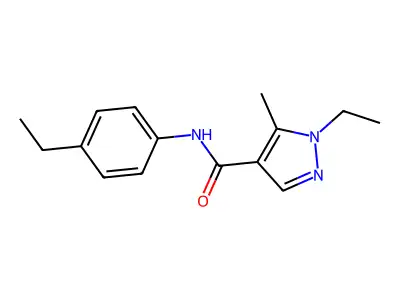 1-ethyl-N-(4-ethylphenyl)-5-methylpyrazole-4-carboxamide structure