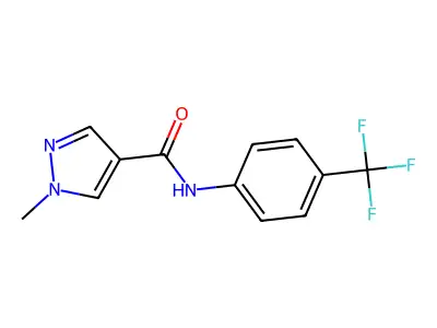 1-methyl-N-[4-(trifluoromethyl)phenyl]pyrazole-4-carboxamide structure