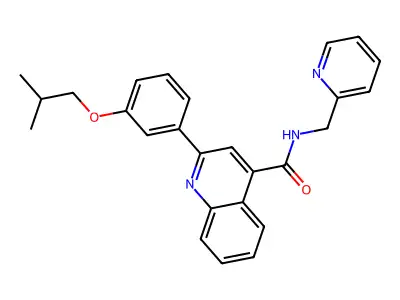 2-[3-(2-methylpropoxy)phenyl]-N-(pyridin-2-ylmethyl)quinoline-4-carboxamide structure