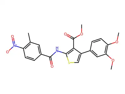 methyl 4-(3,4-dimethoxyphenyl)-2-({4-nitro-3-methylbenzoyl}amino)-3-thiophenecarboxylate structure