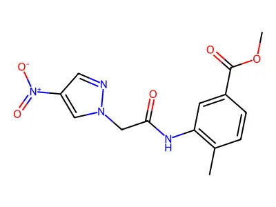 Methyl 4-methyl-3-[[2-(4-nitropyrazol-1-yl)acetyl]amino]benzoate structure