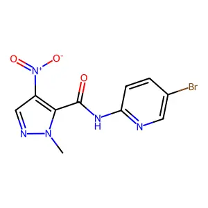 N-(5-bromopyridin-2-yl)-2-methyl-4-nitropyrazole-3-carboxamide structure