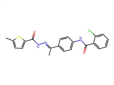 N-[(E)-1-[4-[(2-chlorobenzoyl)amino]phenyl]ethylideneamino]-5-methylthiophene-2-carboxamide structure