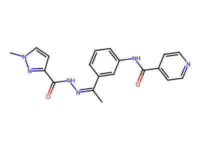N-[3-[(Z)-C-methyl-N-[(1-methylpyrazole-3-carbonyl)amino]carbonimidoyl]phenyl]pyridine-4-carboxamide structure