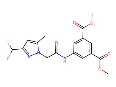 dimethyl 5-({[3-(difluoromethyl)-5-methyl-1H-pyrazol-1-yl]acetyl}amino)isophthalate structure