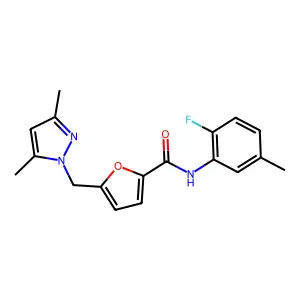 5-[(3,5-dimethyl-1H-pyrazol-1-yl)methyl]-N-(2-fluoro-5-methylphenyl)-2-furamide structure