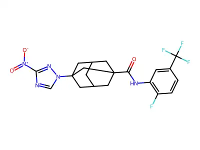 N-[2-fluoro-5-(trifluoromethyl)phenyl]-3-(3-nitro-1,2,4-triazol-1-yl)adamantane-1-carboxamide structure