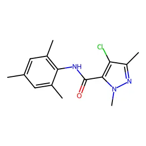 4-chloro-1,3-dimethyl-N-(2,4,6-trimethylphenyl)-1H-pyrazole-5-carboxamide structure