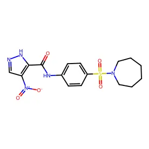 N-[4-(1-azepanylsulfonyl)phenyl]-4-nitro-1H-pyrazole-3-carboxamide structure